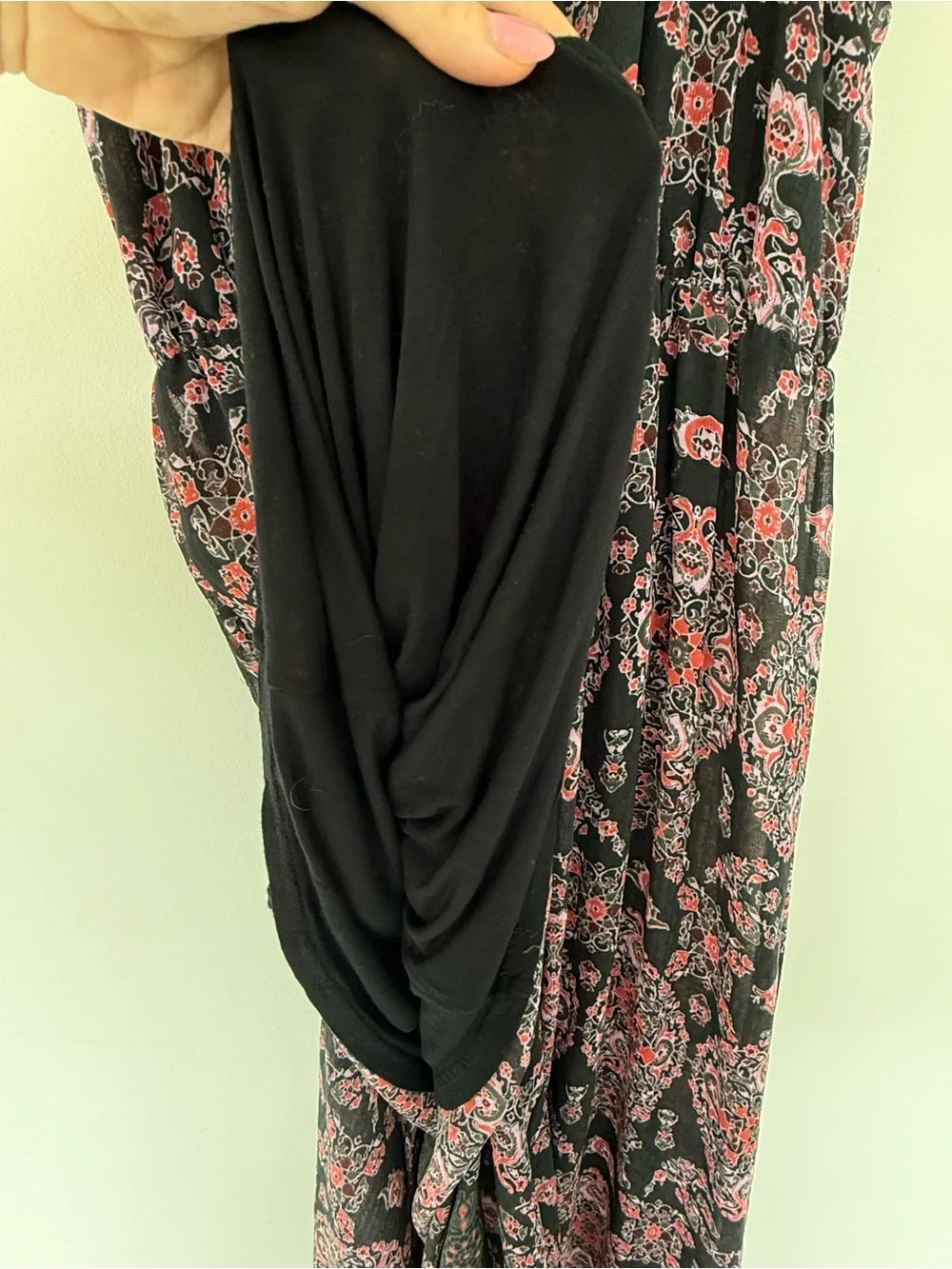 Free People Black & Pink Lace-Back Maxi Dress Women’s Size XS